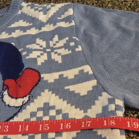 Disney Lilo & Stitch Festive Blue n White Crewneck Sweater Cozy Junior Girls XL - Picture 11 of 13